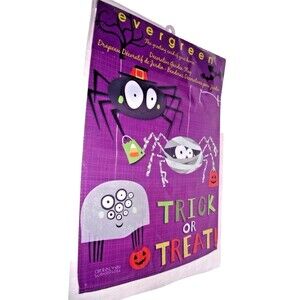 Halloween Garden Flag Spider Bugs Pumpkins Trick Treat Purple Whimsical Fall NEW